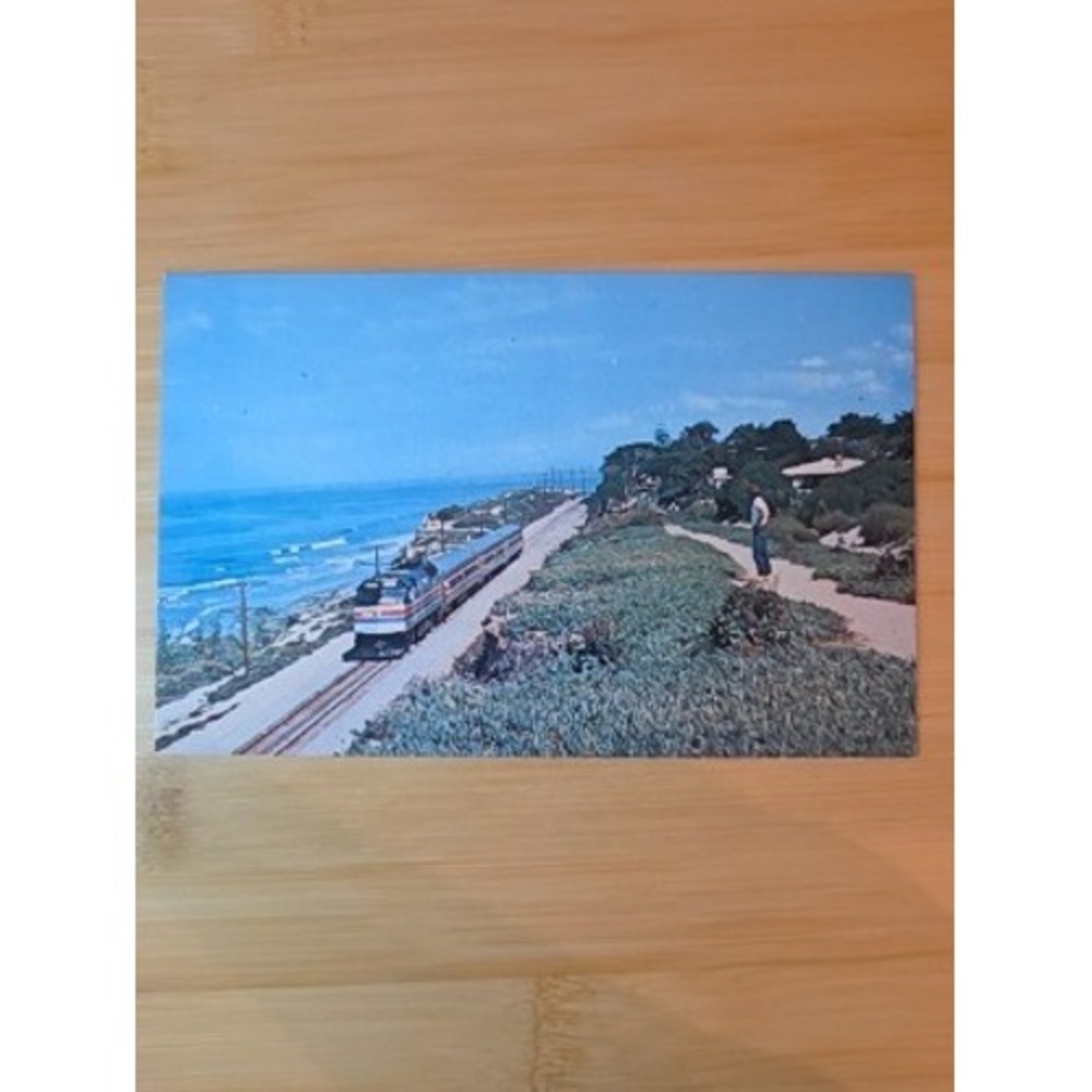 Amtrak The San Diegan Train P40PH Locomotive Coastal View Postcard
